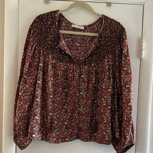 Lucky Brand Red and Black Paisley Blouses